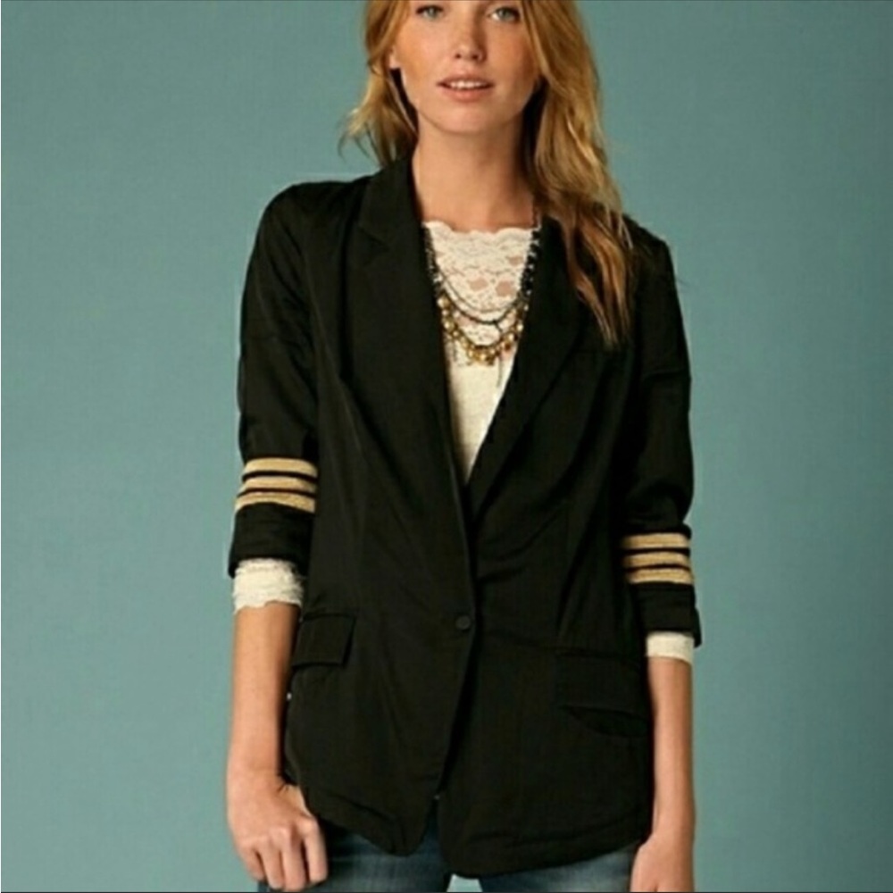 RARE VINTAGE Free People black and gold blazer XS
